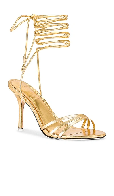 Black Suede Studio Leandra Heeled Sandal In Gold Metallic