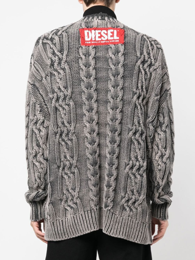 Ampère gevoeligheid scherp Diesel Oversized Faded Cable-knit Cardigan In Grey | ModeSens