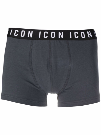 Shop Dsquared2 Icon Stretch-cotton Boxers In Dk Grey