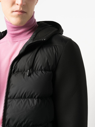 Shop Herno Hooded Hybrid Down-padded Jacket In Black