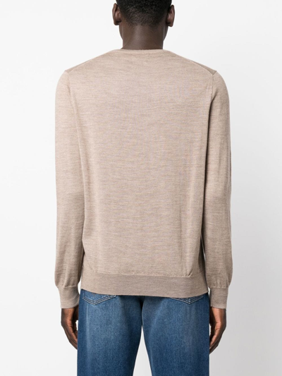 Shop Polo Ralph Lauren Embroidered-pony Knit Jumper In Neutrals