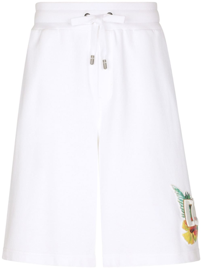 Shop Dolce & Gabbana Embroidered-logo Drawstring Shorts In White