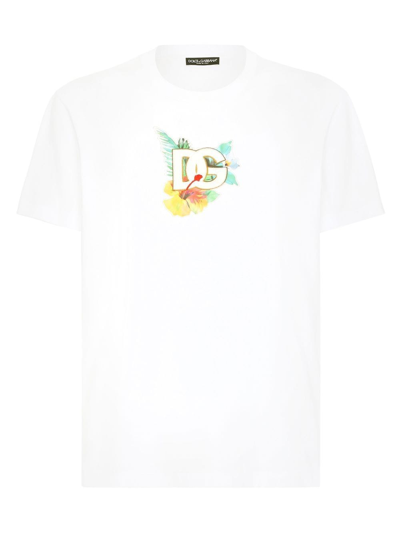 Shop Dolce & Gabbana Logo-print Cotton T-shirt In White