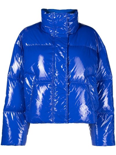 Shop Stand Studio Funnel-neck Puffer Jacket In Blue