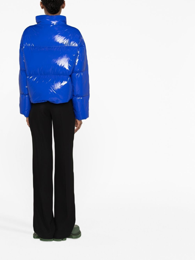 Shop Stand Studio Funnel-neck Puffer Jacket In Blue