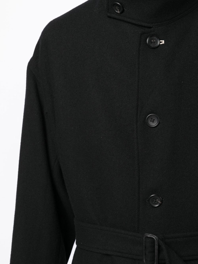 Shop Yohji Yamamoto Belted-waist Single-breasted Coat In Black
