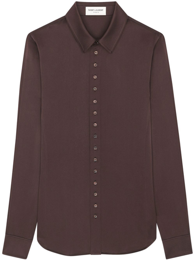Shop Saint Laurent Silk Shirt - Women's - Silk In Brown