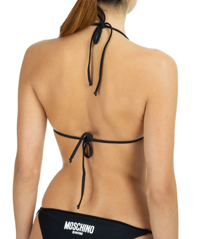 Shop Moschino Double Question Mark Bikini Top In Black