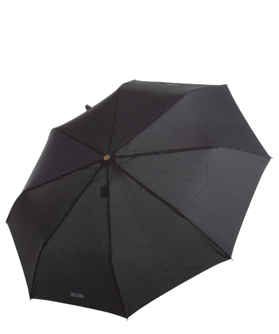 Shop Moschino Openclose Pinstripes Umbrella In Black