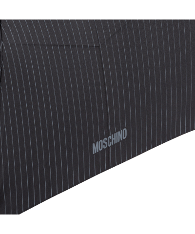 Shop Moschino Openclose Pinstripes Umbrella In Black