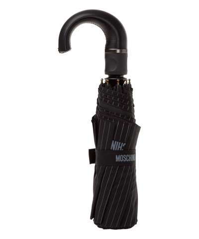 Shop Moschino Openclose Pinstripes Umbrella In Black