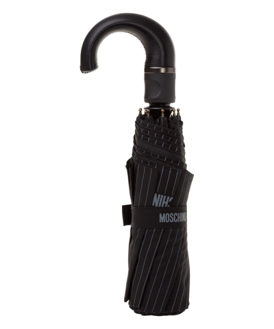 Moschino Openclose Pinstripes Umbrella In Black