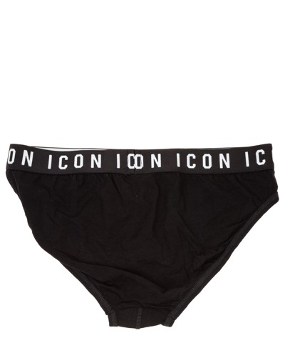 Dsquared2 Cotton Icon Slip With Logoed Waistband In Black
