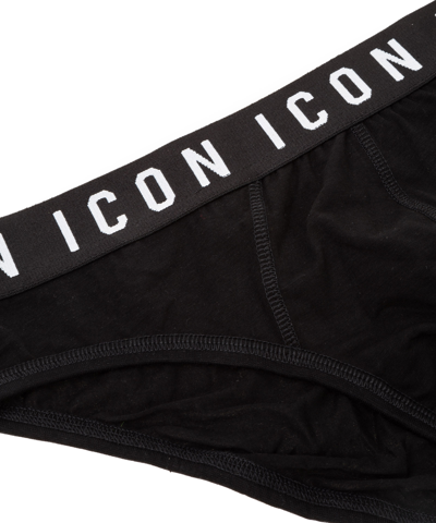 Dsquared2 Cotton Icon Slip With Logoed Waistband In Black