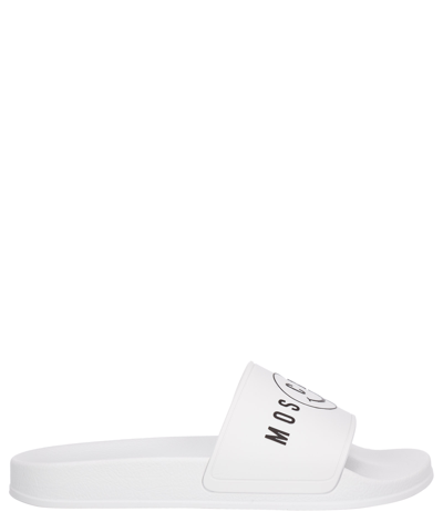 Moschino X Smiley Slides In White