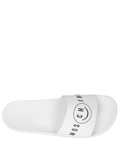 Moschino X Smiley Slides In White