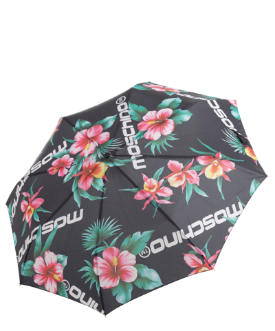 Shop Moschino Openclose Hibiscus Umbrella In Black