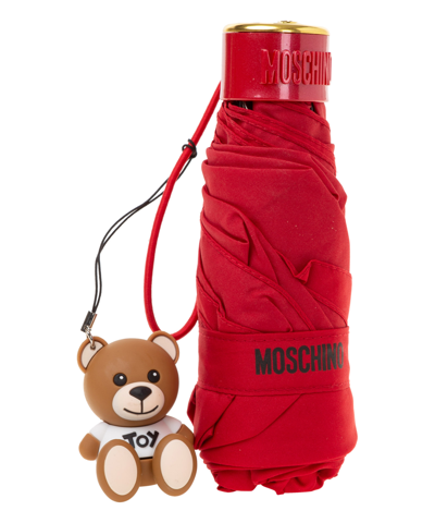 Moschino Supermini Bear Scribbles Umbrella In Red