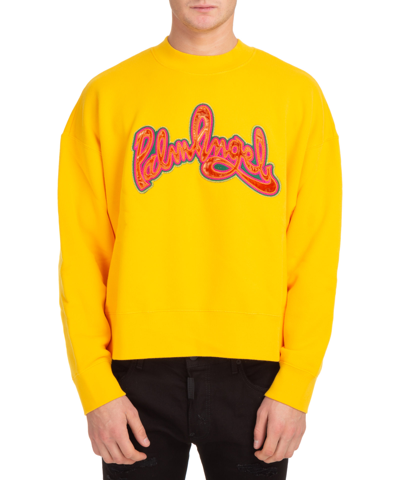 Shop Palm Angels Logo Sweatshirt In Yellow