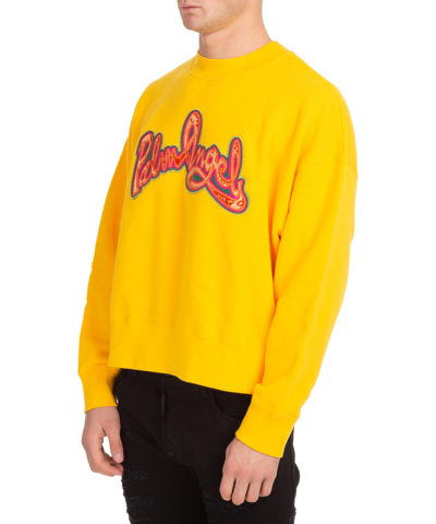 Shop Palm Angels Logo Sweatshirt In Yellow