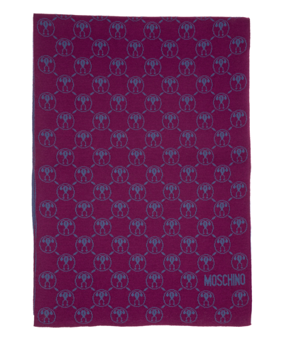Moschino Women's Wool Scarf  Double Question Mark In Violet