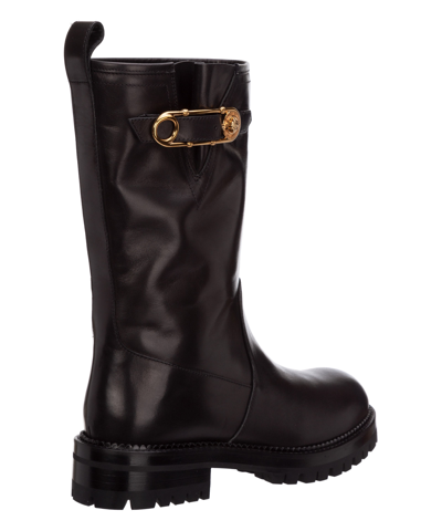 Shop Versace Safety Pin Boots In Black