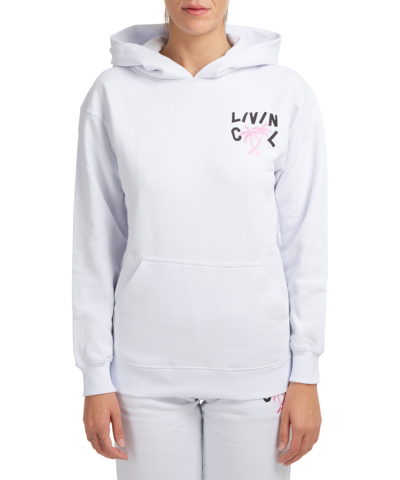 Livincool Palm Tree-embroidered Hoodie In White