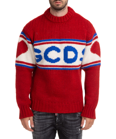 Gcds Tape Logo Sweater In Red