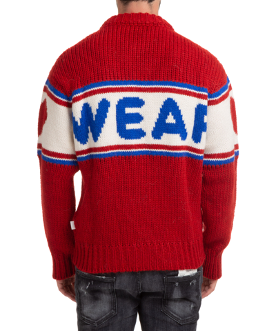 Gcds Tape Logo Sweater In Red