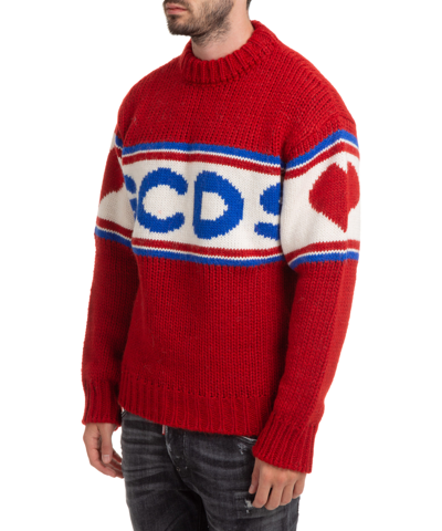 Gcds Tape Logo Sweater In Red