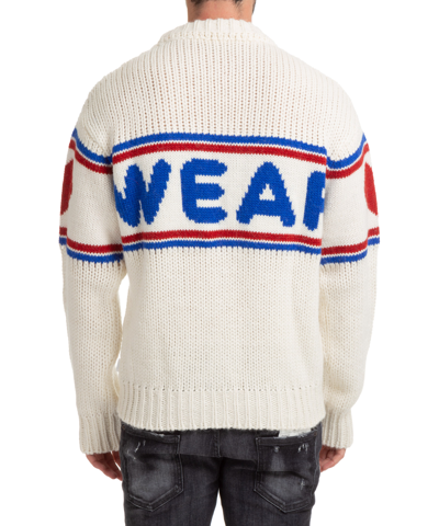 Gcds Tape Logo Sweater In White