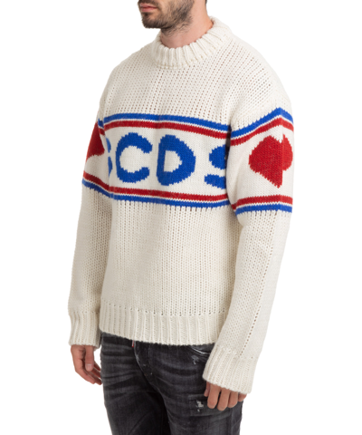 Gcds Tape Logo Sweater In White