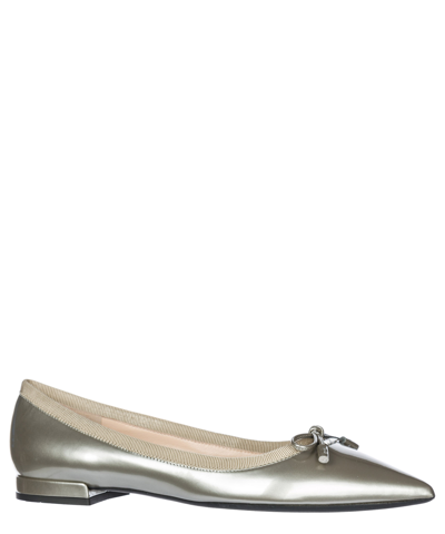 Shop Prada Ballet Flats In Silver