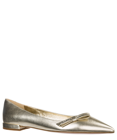 Shop Prada Ballet Flats In Gold