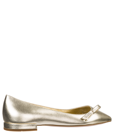 Shop Prada Ballet Flats In Gold