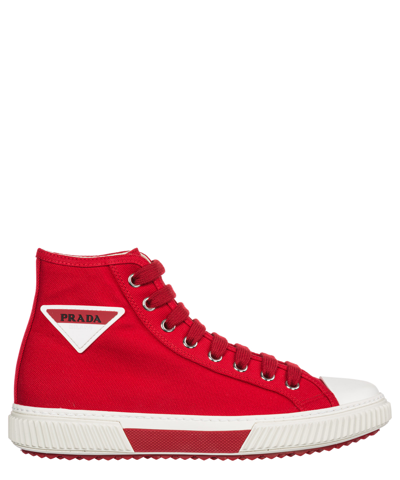 Shop Prada High-top Sneakers In Red
