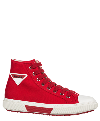 Shop Prada High-top Sneakers In Red