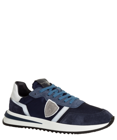 Philippe Model Panelled Crest-motif Sneakers In Blue