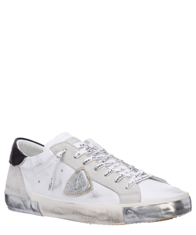 Philippe Model Parisx Sneakers In Leather With Contrasting Heel Tab In White