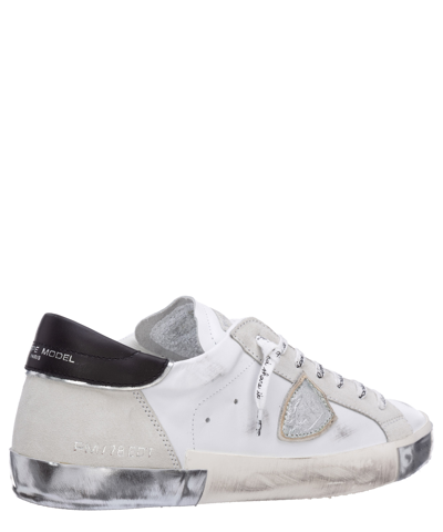 Philippe Model Parisx Sneakers In Leather With Contrasting Heel Tab In White