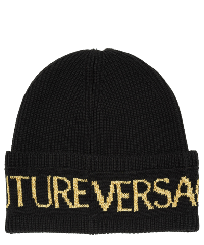Shop Versace Jeans Couture Beanie In Black