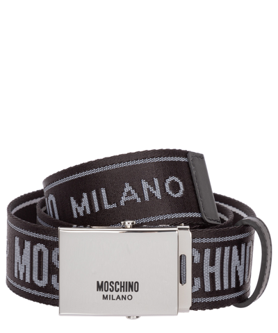 Shop Moschino Logo Tape Belt In Black