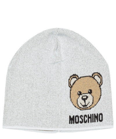 Shop Moschino Teddy Bear Beanie In Grey
