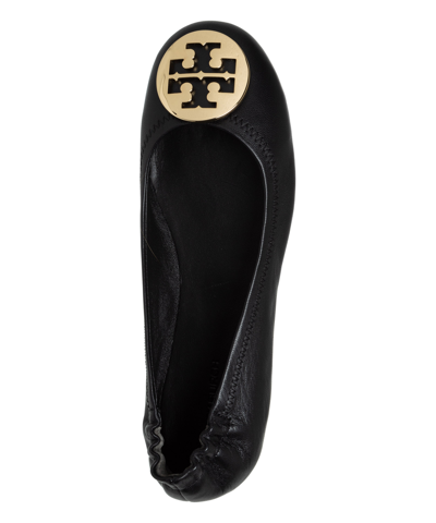 Tory Burch Minnie Travel Ballet With Metal Logo In Black