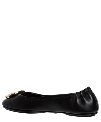 Tory Burch Minnie Travel Ballet With Metal Logo In Black