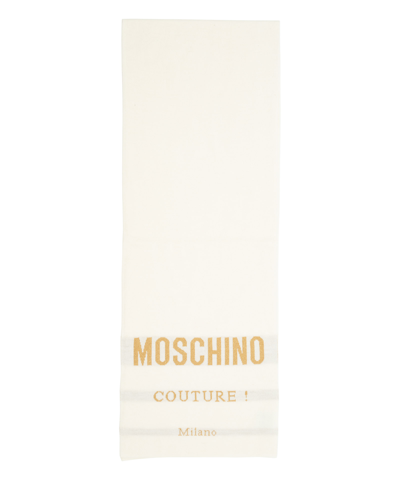 Shop Moschino Wool Scarf In White