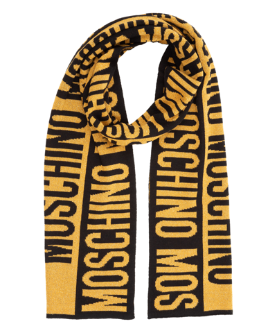 Shop Moschino Wool Scarf In Black