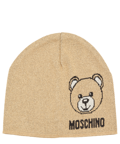 Shop Moschino Teddy Bear Beanie In Brown