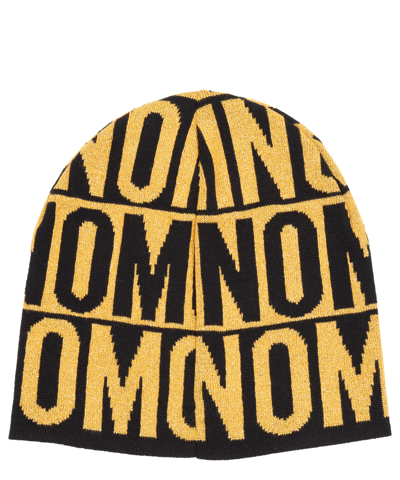 Moschino All-over Logo Print Beanie In Yellow
