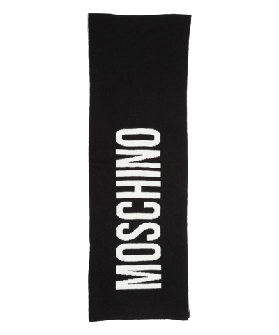 Shop Moschino Wool Scarf In Black